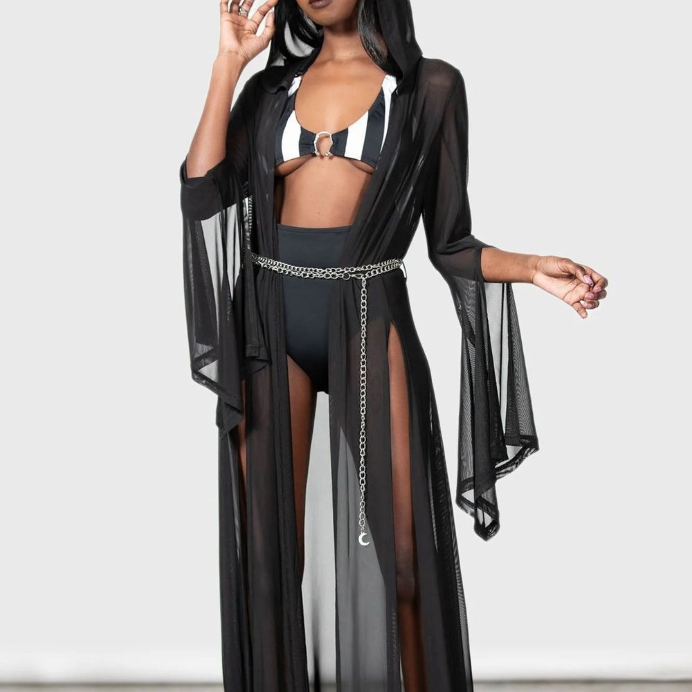 NWT KILLSTAR Sheer Mesh Kimono Cover Chain Belt